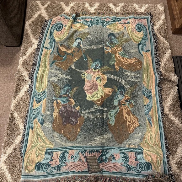 Tapestry blanket! Guardian angels woven, afghan, knit decorative, throw blanket! - Picture 5 of 5